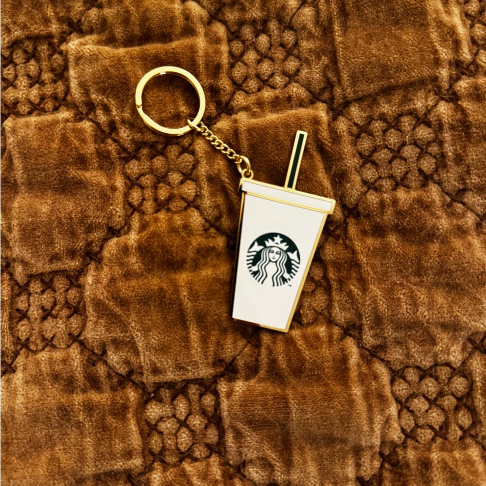 Starbucks Gold and White Tumbler Keychain- Greece Release